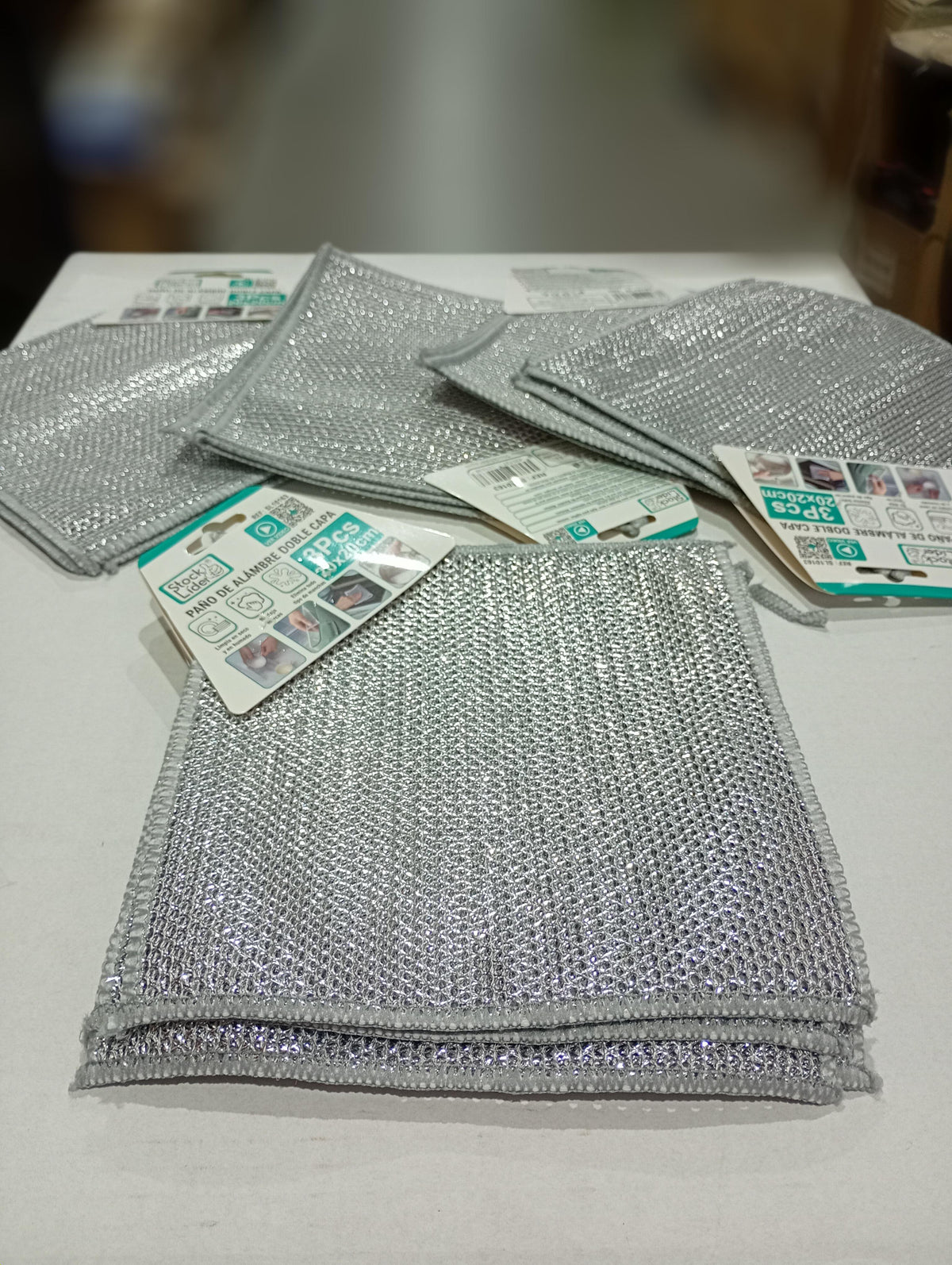 Pack de 3 paños de limpieza de malla de alambre